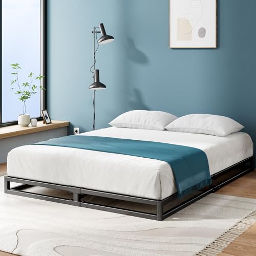 Zinus Queen Bed Frame - Joseph 6 Inch Metal Bed Frame with Wood Slat Support, No Box Spring Needed, Easy Assembly - Minimalist Platform Bed Frame, 5 Year Warranty, Queen Size by Zinus - Used condition - CA$89.31