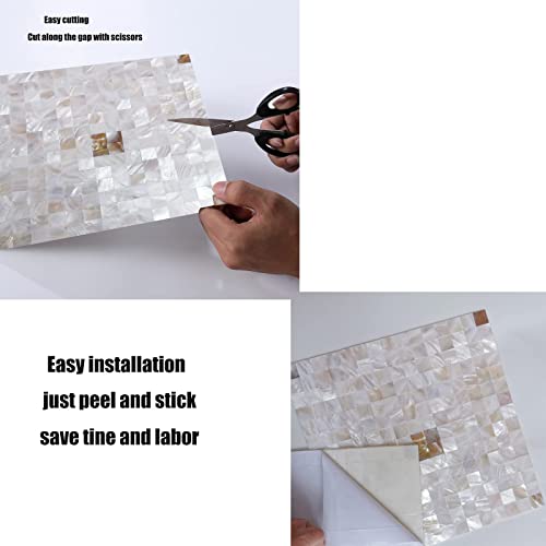 Tpfsh Mother Of Pearl Peel And Stick Backsplash Tiles，12 Inches X 12 Inches Ivory White Self Adhesive Mosaic Shell Tiles For Kitchen, Bathroom Wall (10, Bronze) #TOP2