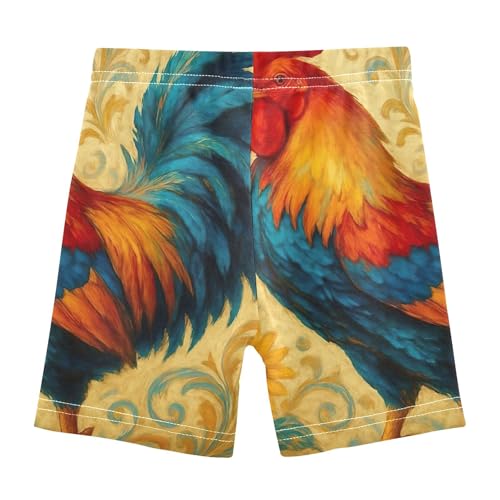 Toddler Girl Biker Shorts Cotton Shorts Under Dress Cartoon 4t Dance Clothes Farmhouse Rooster Vintage2