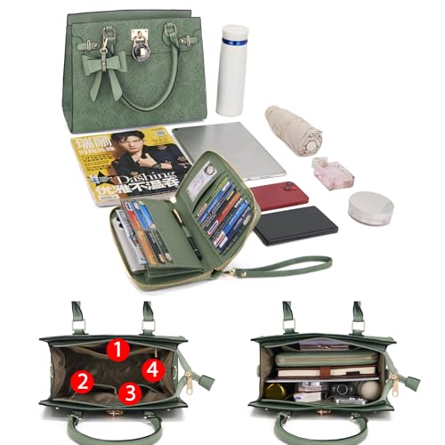 Image of Qiyuer Cute Purses Wallet Set For Women Handbags Satchel Tote Shoulder Bag | Affordable Luxury, Ideal Gift, Large Clutch Wallet, 2PCS, Sturdy Structured, Stylish, PU, Practical & Roomy for Daily & Work