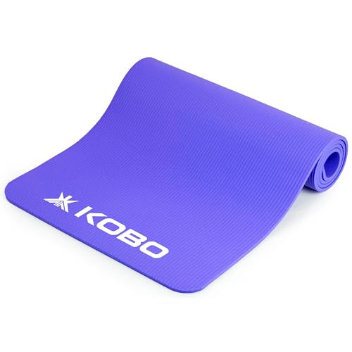 Image of Kobo NBR Multi-use Thick Non-Slip and Anti-Tear Exercise Athletica Yoga Mat with Carrying Strap for Hot Yoga and The Gym, Home Workout, Pilates, Physio, and Camping for Men & Women