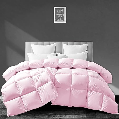 Image of Pure Eco Heavy Winter 400 GSM Comforter for Single Bed, Super Soft Microfiber Filled Warm Winter Blanket and Cozy Duvet Quilt for Cold Weather Use at Home, 60 x 90 Inches, Baby Pink Color