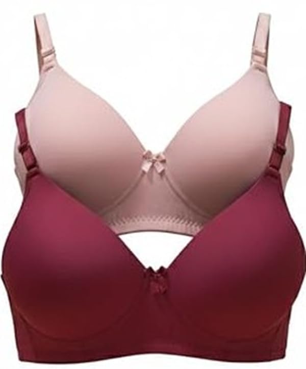 Image of Women's Lycra Lightly Padded Full Coverage Wirefree T-Shirt Bra Combo Pack of 2