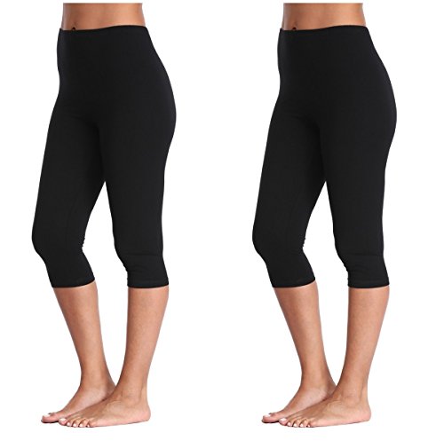 Image of Kotii Women's Lightweight Soft Capri Leggings Crop Leggings 3 /4 Stretch Yoga Pants