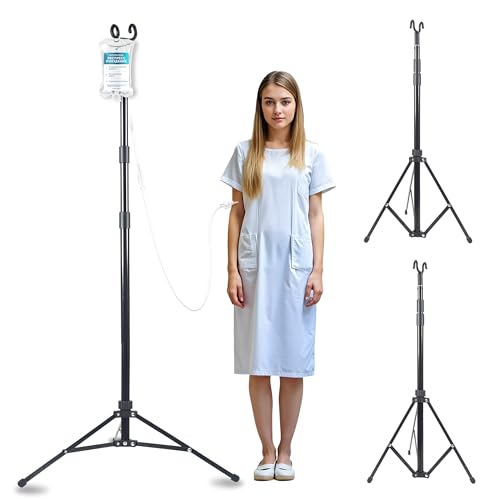 TidyFriend IV Kit, 3 Pack Lightweight Portable IV Poles for Travel, Collapsible Stand with Hook, Lanyard Rack for Tables, or Keychains