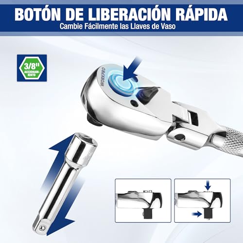 Chicharra de 72 dientes WORKPRO con cabezal flexible para espacios estrechos 4