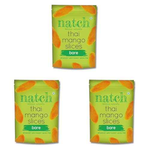 Image of Natch Dried Thai Mango Slices, Healthy Snakcs 100% All Natural, Vegan, Gluten Free, No Artificial Preservatives, Trans Fat Free, Rich in Antioxidants, Bare Flavour, 150gm each (Pack of 3)