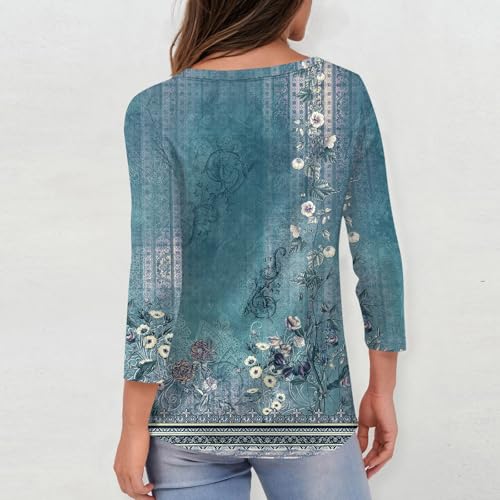 HTHLVMD Womens 3/4 Length Sleeve Tunic Tops Summer Fall Outfits 2025 Three Quarter Sleeve Casual V Neck T Shirts for Women