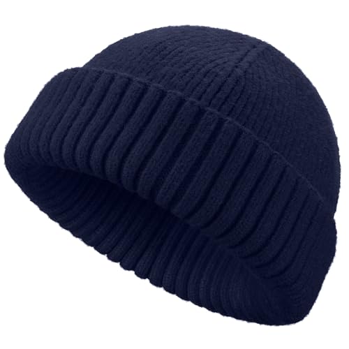 choshion Wool Short Fisherman Beanie for Men Women, Double Cuffed Knit Skull Caps Trawler Beanies...