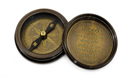 Brújula de latón antiguo grabada de 2" Jacko Boot Polish, personalizada, regalo para bodas, Navidad, bautizo y graduación miniatura 1