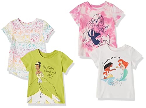 Amazon Essentials Disney | Marvel | Star Wars | Frozen | Princess Camisetas de Manga Corta Niña, Pack de 4, Princesa, 11-12 años