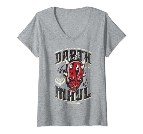 T-shirt Star Wars Darth Maul femme col V imprimé Galaxy's Most Wanted noir