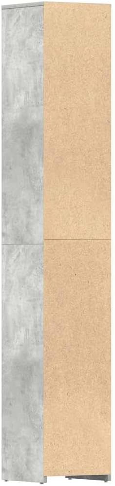 Bathroom Cabinet Concrete Gray Engineered Wood Tall with 2 Doors and 6 Shelves 11.8 x 11.8 x 72.2 in Storage for Bathroom Vanity Set and Minimalist Vanity Combo