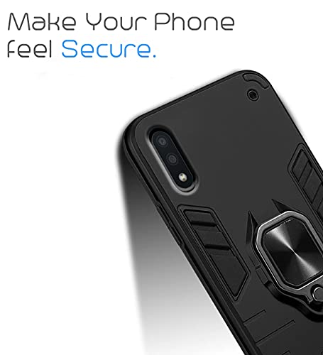 Image of Pikkme D5 Tough Armor Bumper Back Cover Case for Samsung Galaxy M01 |Ring Holder & Kickstand in-Built (Black)