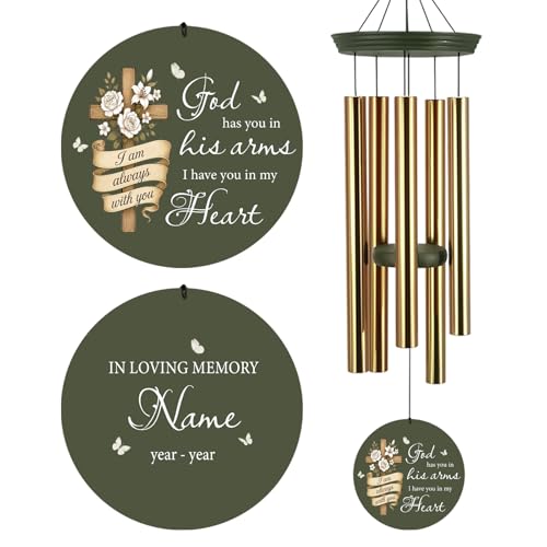Image of Personalized Memorial Wind Chimes for Outside, Sympathy Gifts Wind Chime for Loss of Loved One, Beautiful Decor with Deep Tone, Ideal for Funeral, Remembrance & Bereavement, Produced in Texas