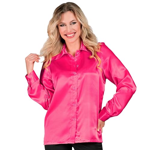 W WIDMANN MILANO Party Fashion - Chemisier en Satin pour Femmes, Chemise pour Femmes pour soirée à thème années 70, Disco Fever, Carnaval