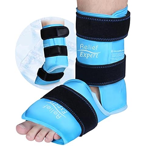 Relief Expert XL Ankle Ice Pack Wrap, Extra Large Ankle Ice Wrap for Ankle Injuries with Cold Compression for Plantar Fasciitis, Achilles Tendonitis Relief Cover