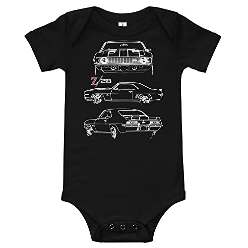1969 Camaro Z28 American Muscle Car Classic Cars Baby Onesie Short Sleeve one Piece