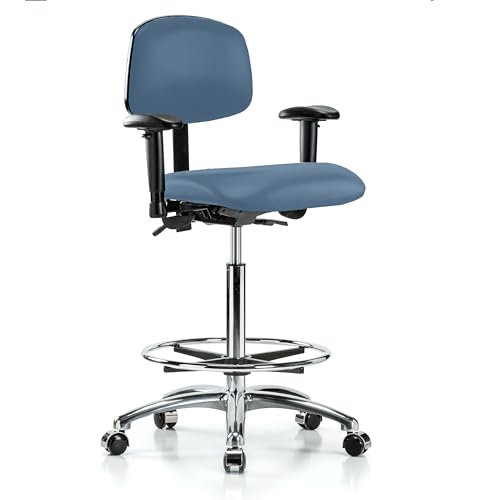 Image of Perch Chrome Task Chair with Foot Ring, Rolling, 26.25 inch-36 inch, Newport Fabric