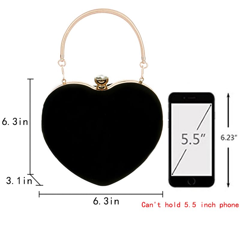 Bolso de mano de mujer en forma de corazón mini clutch con cadena miniatura 4