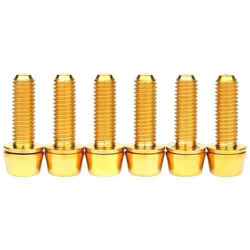 Image of Titanium Ti Allen Hex M5x16 18mm Tapered Head Bolt with Washer Screw for Bicycle Stem Parts Pack of 6 (Gold, M5x16mm)