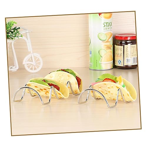 FELTECHELECTR Elegant Stainless Steel Taco Holder Food Rack Pizza Platter Stackable for Easy Cleaning
