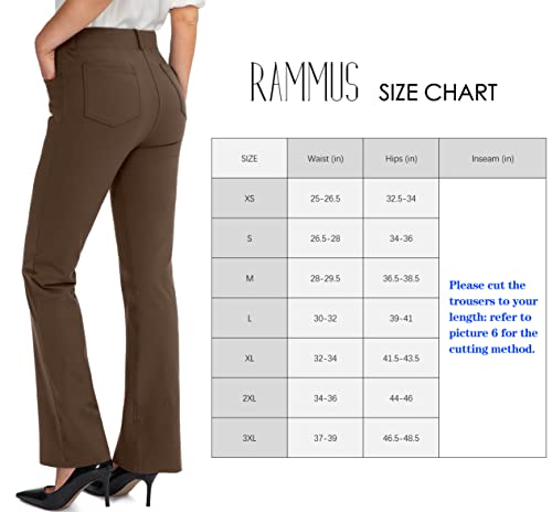 Rammus 28"/30"/32"/34" Women's Yoga Dress Pants Stretch Work Business Casual Slacks For Women Bootcut Office Trousers With 4 Pockets Coffee #TOP2
