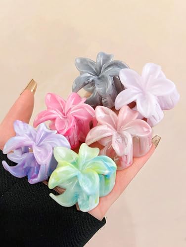 6 Pcs Small Flower Hair Claw Clips for Women, Cute Hair Claw Clips for Womens Hair Hawaiian Flower Non Slip Hair Accessories