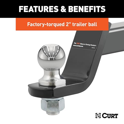 CURT 45554 Trailer Hitch Ball Mount with 2-Inch Trailer Ball & Hitch Lock, Fits 2-Inch Receiver, 7,500 lbs. GTW, 4-Inch Drop by CURT - Used condition - Image 5