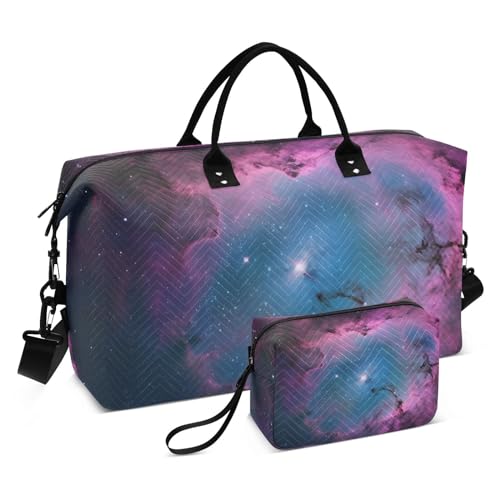 Large Travel Duffel Bag, Nebula Universe Star Sports Tote Gym Bag, Shoulder Weekender Overnight Bag for Women Men, Carry On Luggage with Toiletry Bags