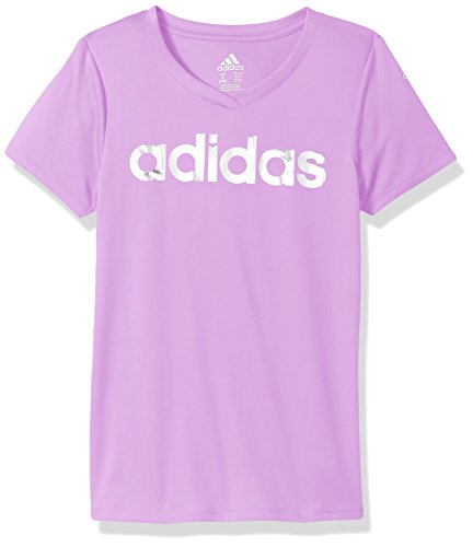 adidas Girls' Big V-Neck Performance T-Shirt, Light Purple, L (12/14)