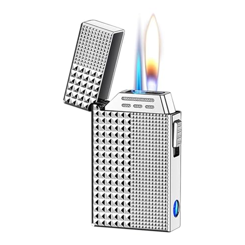 Encendedor de doble llama resistente al viento y 4 modos de encendido LED 2