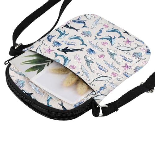 JXGZSO Whale Crossbody Bag Sea Marine Life Shoulder Bag Ocean Animals Lovers Gift Biologist Gift4