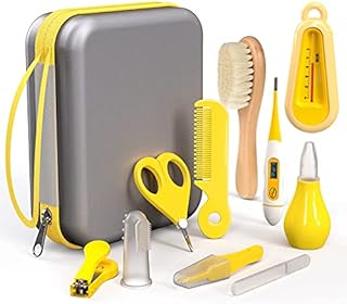 Baby Healthcare and Grooming Kit & Newborn Baby Care Accessories, Keep Clean Set 10 in 1 with Soft Hair Brush Comb Nail Clipper Nasal Aspirator etc for Nursery Newborn Infant Toddlers Girls Boys