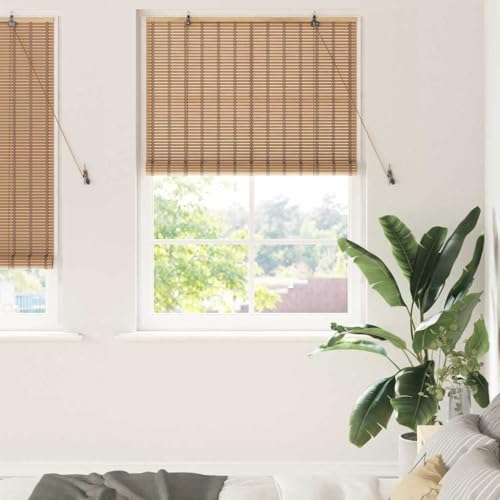 Estor Enrollable Con Bambú Natural, Filtrado De Luz Y Funcionamiento Manual, Estores Enrollables, Estor Ventana, Adecuado Para Salón Y Dormitorio, Marrón Claro, 100 x 220 cm, Número De Artículos 1