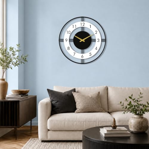 Image of Auromin Unique Wall Clock for Living Room Stylish | Big Size Modern Style Decorative Wall Watch for Home, Hall, Bedroom & Office | Premium Fancy Wall Clock for Living Room Wall Decor