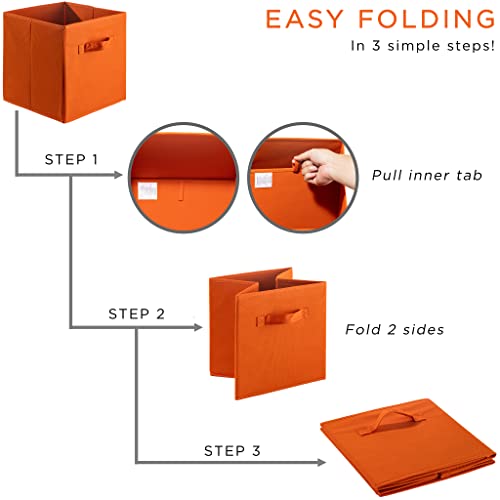 Sorbus® Foldable Storage Cube Basket Bin (6 Pack, Orange) #TOP3