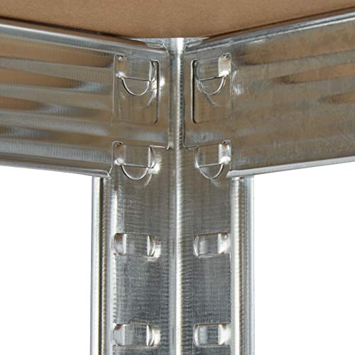 Relaxdays Schwerlastregal verzinkt, Traglast 875kg, 150x75x30 cm, 5 Böden, zum Stecken, Stahl, Lagerregal Keller, Silber