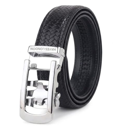 Image of HAYES LONDON Leather Ratchet Belt for Men | Adjustable No-Holes | Customizable Fit, Stylish & Effortless Buckle | Formal & Casual Wear Belts
