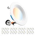 PARMIDA (24 Pack) 4 Inch 5CCT LED Recessed Lighting, Dimmable, 9W, 650LM, 2700K/3000K/4000K/5000K/6000K 5 Color Selectable, Baffle Trim Retrofit Can Light, Wet Rated, ETL & Energy Star Certified