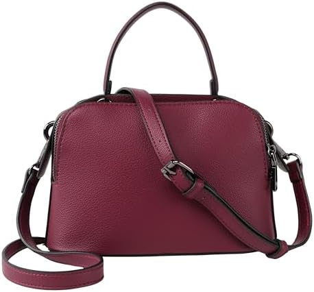 Bolsa Baú Sofia Feminina Estruturada com Alça de Mão e Transversal Ajustável (Vinho)