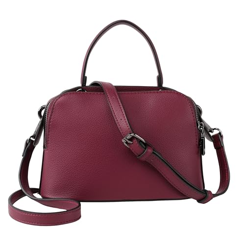 Bolsa Baú Sofia Feminina Estruturada com Alça de Mão e Transversal Ajustável (Vinho)