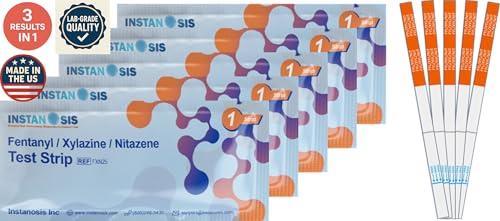 3-in-1 Fentanyl/Xylazine/Nitazene Test Strips for Liquid Pills & Powder Substances 5 Count Made in USA 10x More Sensitive - for Harm Reduction & Forensic Investigation