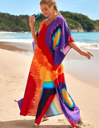 Image of NFVNKJ Women's Plus Size Beach Lounge Kaftan Maxi Dress Swimsuit Coverup for Women