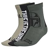 0 adidas Star Wars Mandalorian Socks 3 Pairs Kids Chaussettes, Noir/LEGIVY/SILPEB, XXL Mixte Enfant