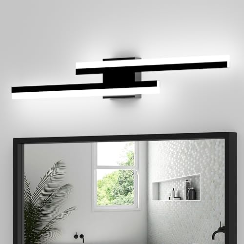Espird 32 Inch LED Bathroom Vanity Light Bar, Black 6000K Vanity Lights for Bathroom, Modern Bathroom Light Fixtures Over Mirror Black Led Bath Lighting Fixtures by Espird - Used condition - US$55.28