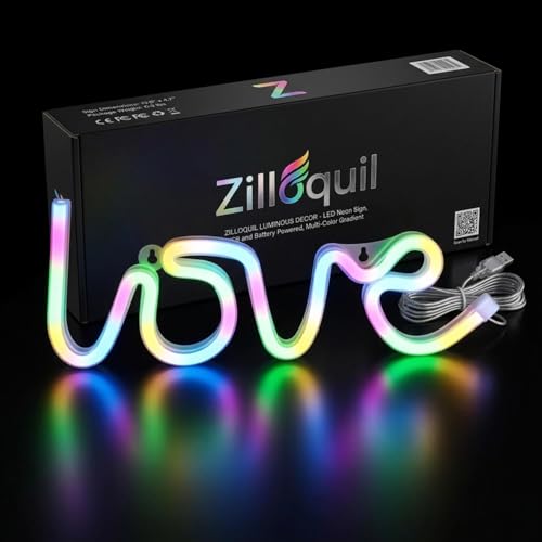 Image of Zilloquil Magic Love Neon Sign Led Strip Light with Dual Power (USB & Battery Operated) Romantic Table & Wall Decor Night Light for Valentine, Wedding and Party /Living Room, Bedroom Decoration