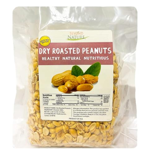 Beyond Nature Dry Roasted Peanuts &ndash; Unsalted 2 Pound (32 oz) 