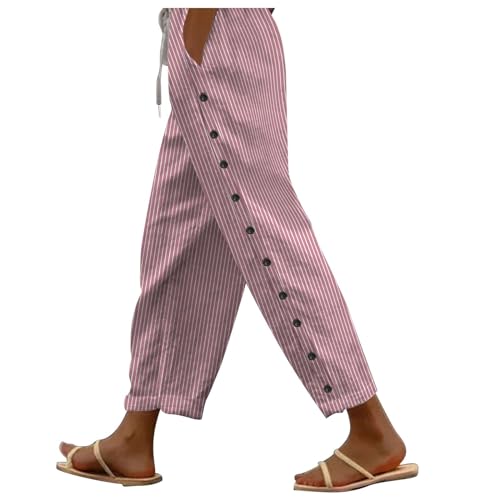 Generic Womens Casual Pants Fashion Summer Pants for Women 2024 Trendy Cropped Pants Dressy Casual Trousers Pink, Medium