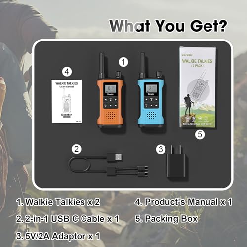 Derebir Rechargeable Walkie Talkies for Adults Long Range 2 Pack - image 9